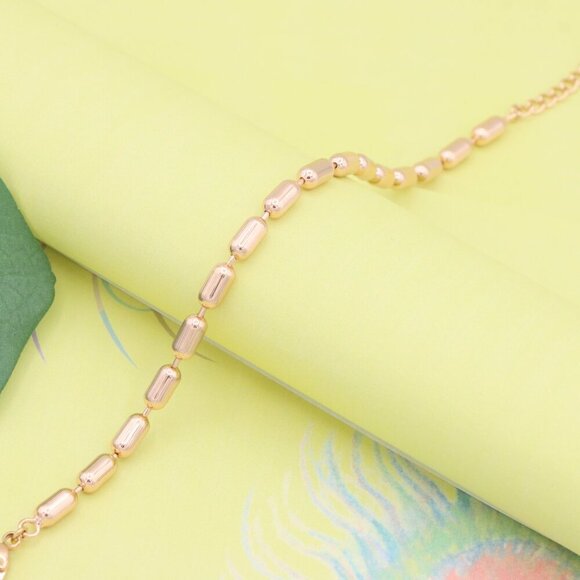 "Textured Barrel Beads Rose Gold Bracelet with Adjustable Extender, XPBL1135 - Picture 3 of 13